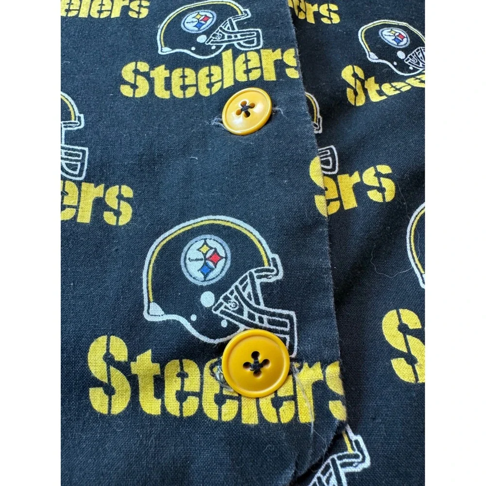 Pittsburgh Steelers Youth Vest Black Yellow All Over Print Button Kids size 14